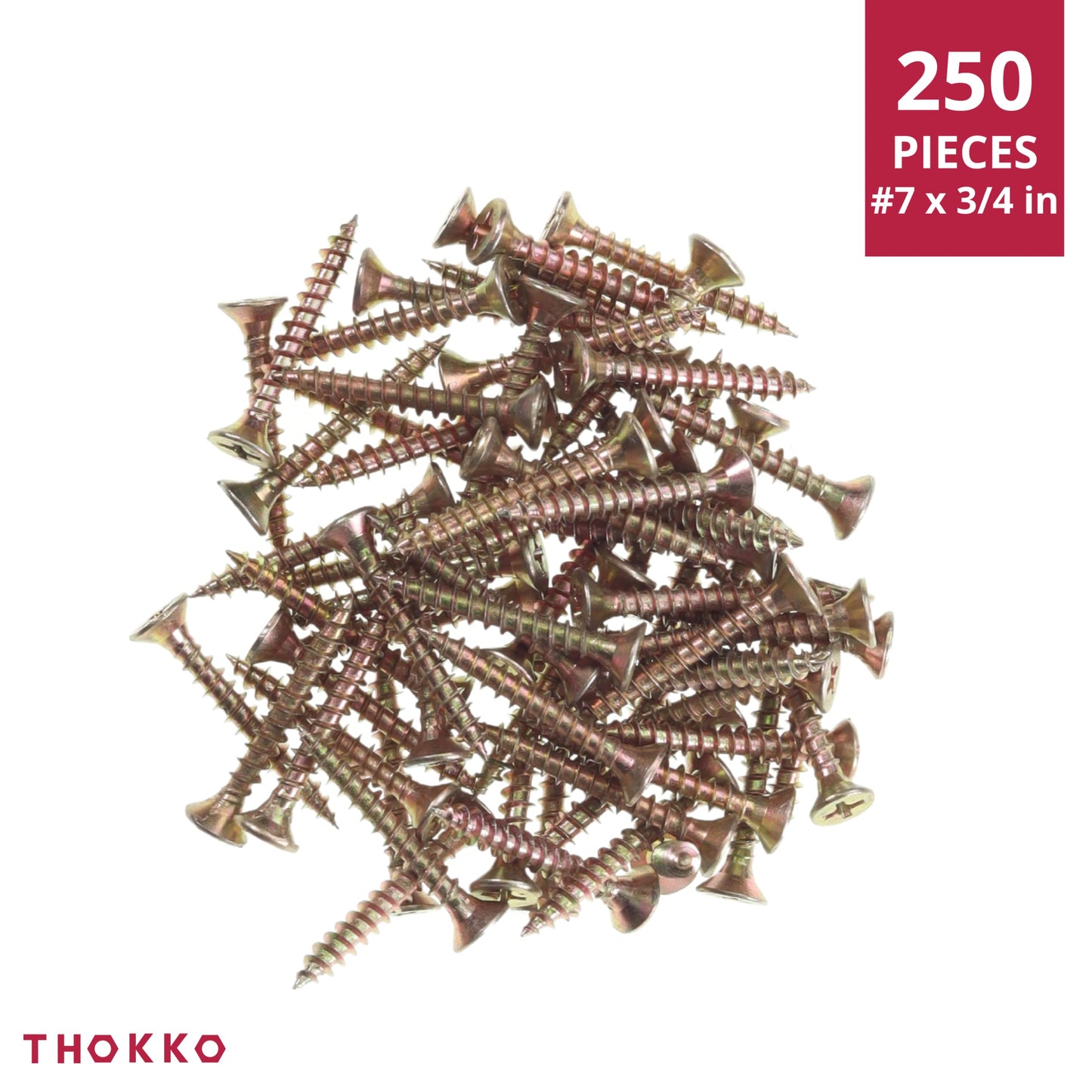 Thokko Zinc Coated Coarse Thread Countersunk Phillips Heavy Duty Wood/Self Drilling Drywall Screws with Bugle Head