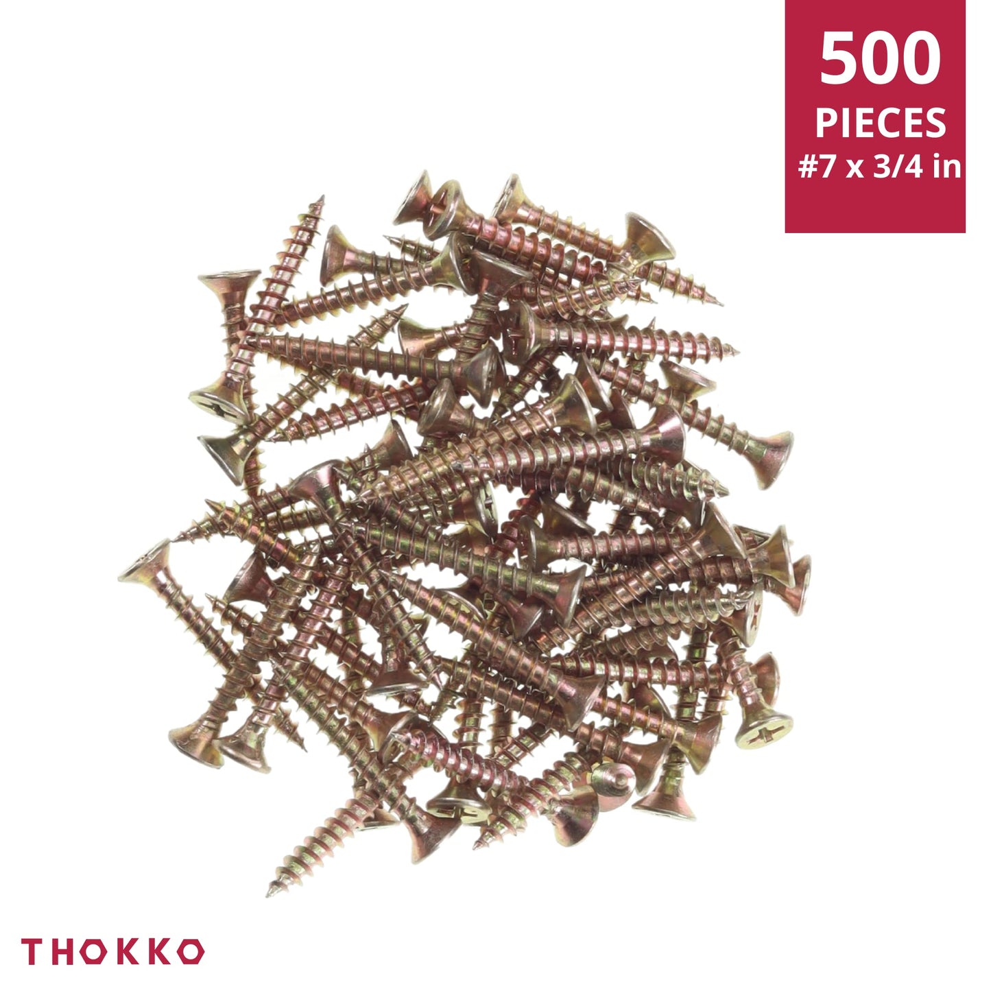 Thokko Zinc Coated Coarse Thread Countersunk Phillips Heavy Duty Wood/Self Drilling Drywall Screws with Bugle Head