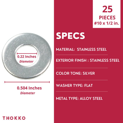 Thokko 304 (18-8) Stainless Steel Hardware Lock Flat Fender Washers