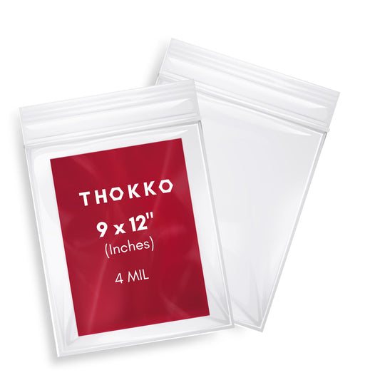 THOKKO Clear Reclosable Bags, Single Single Track Zipper 4 MIL Thickness Zip Plastic Poly Bags (100 Pcs)