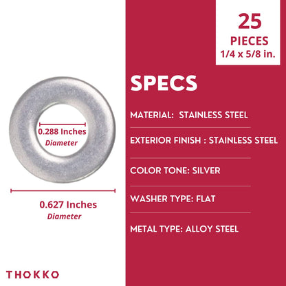 Thokko 304 (18-8) Stainless Steel Hardware Lock Flat Fender Washers