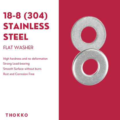 Thokko 304 (18-8) Stainless Steel Hardware Lock Flat Fender Washers